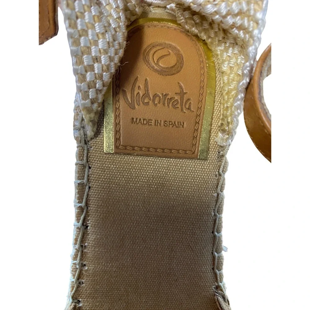 Vidorreta Tan Suede Peep Toe Espadrille Wedge Sandals Made‎ in Spain Size 38